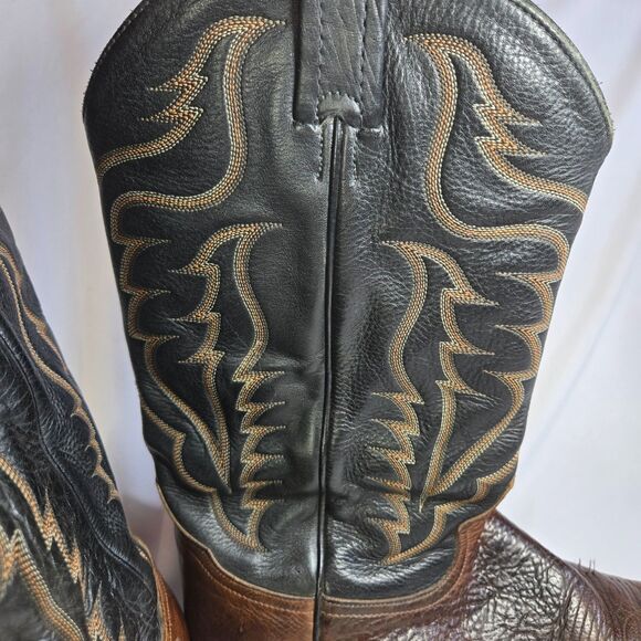 Tony Lama Chocolate Taurus Shoulder Leather Cowboy Boot Men 10.5 D Medium Width - Picture 3 of 16